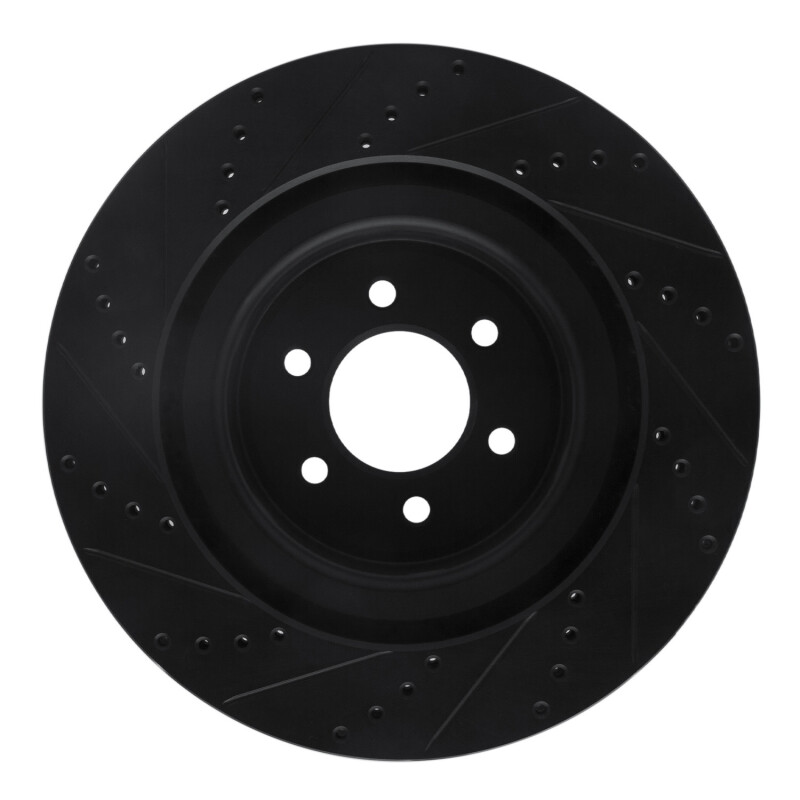 Dodge Viper Brake Rotor (1) - Front Right - R1 Concepts - Drilled & Slotted - Black - `03-`17